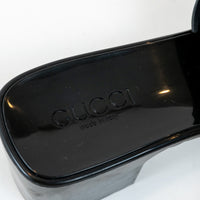 Gucci Black Embossed Block Heel Sandals Size 39