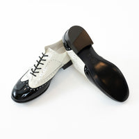 Pre-Loved Chanel™ White and Black Patent Leather Loafers Size 38.5