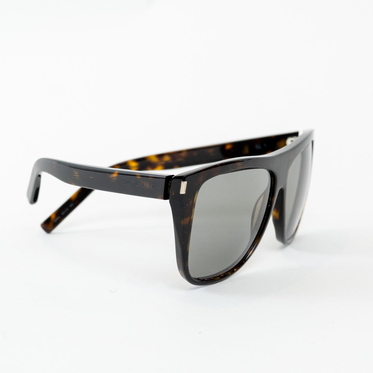 Saint Laurent Dark Tortoise Shell Rectangle Frame Glasses