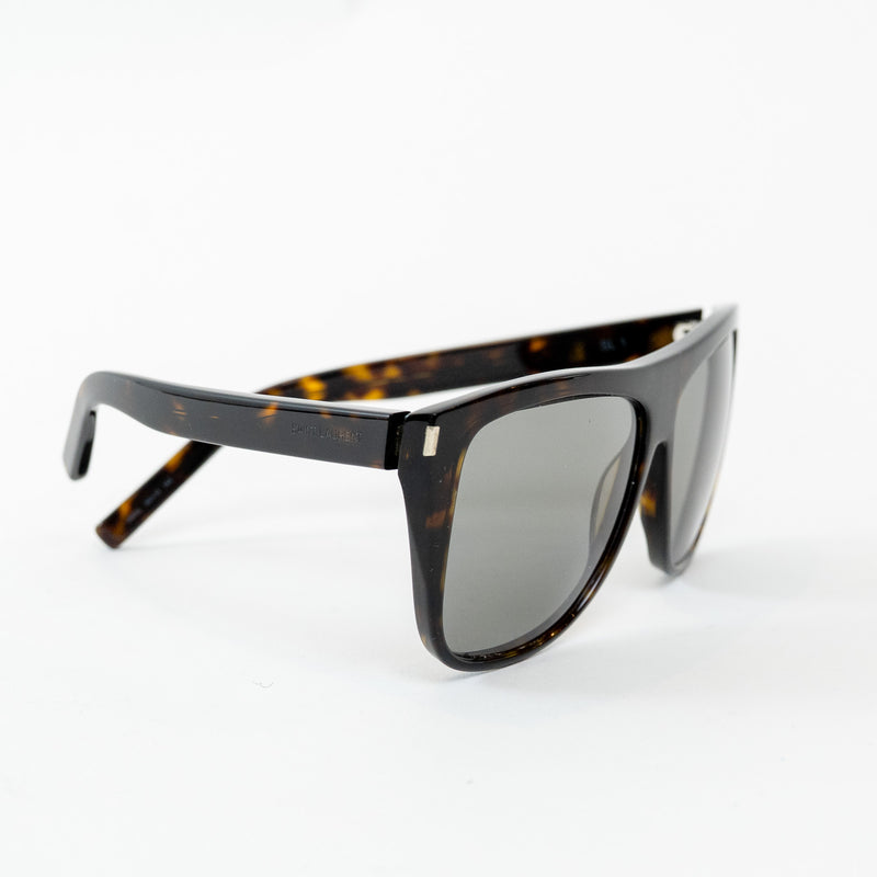 Saint Laurent Dark Tortoise Shell Rectangle Frame Glasses