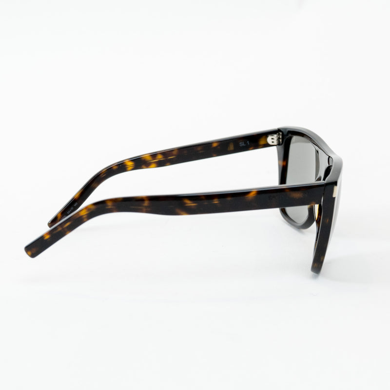 Saint Laurent Dark Tortoise Shell Rectangle Frame Glasses
