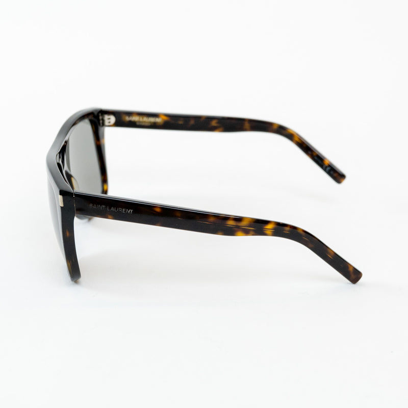 Saint Laurent Dark Tortoise Shell Rectangle Frame Glasses