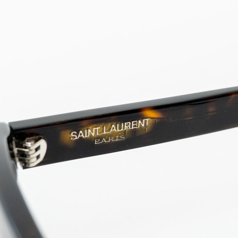 Saint Laurent Dark Tortoise Shell Rectangle Frame Glasses