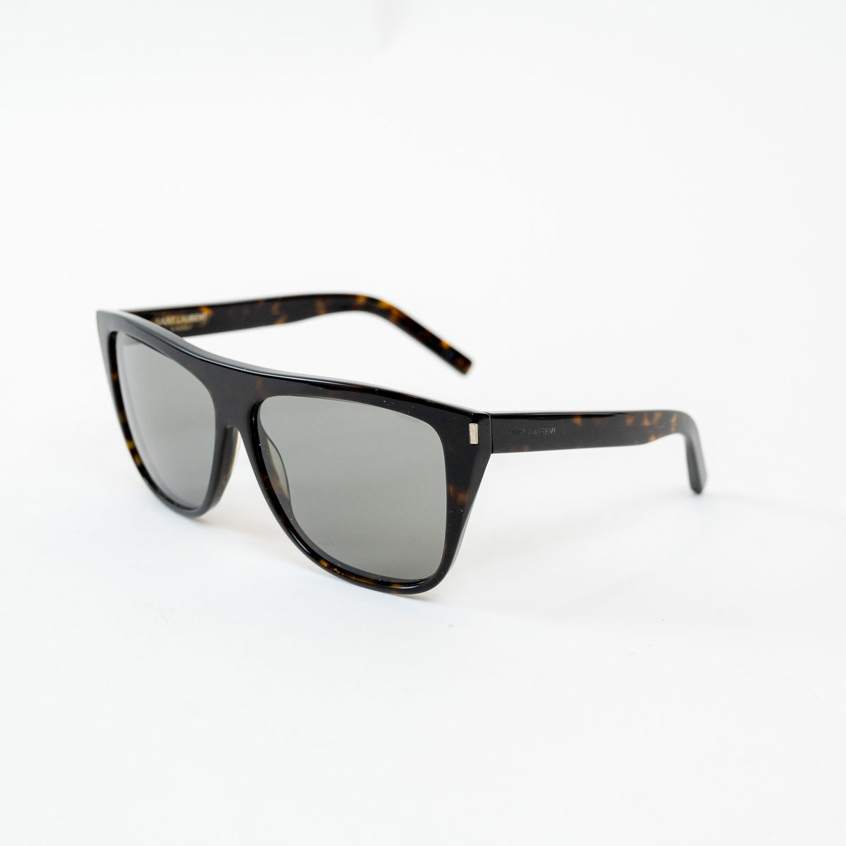 Saint Laurent Dark Tortoise Shell Rectangle Frame Glasses