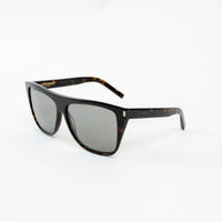Saint Laurent Dark Tortoise Shell Rectangle Frame Glasses
