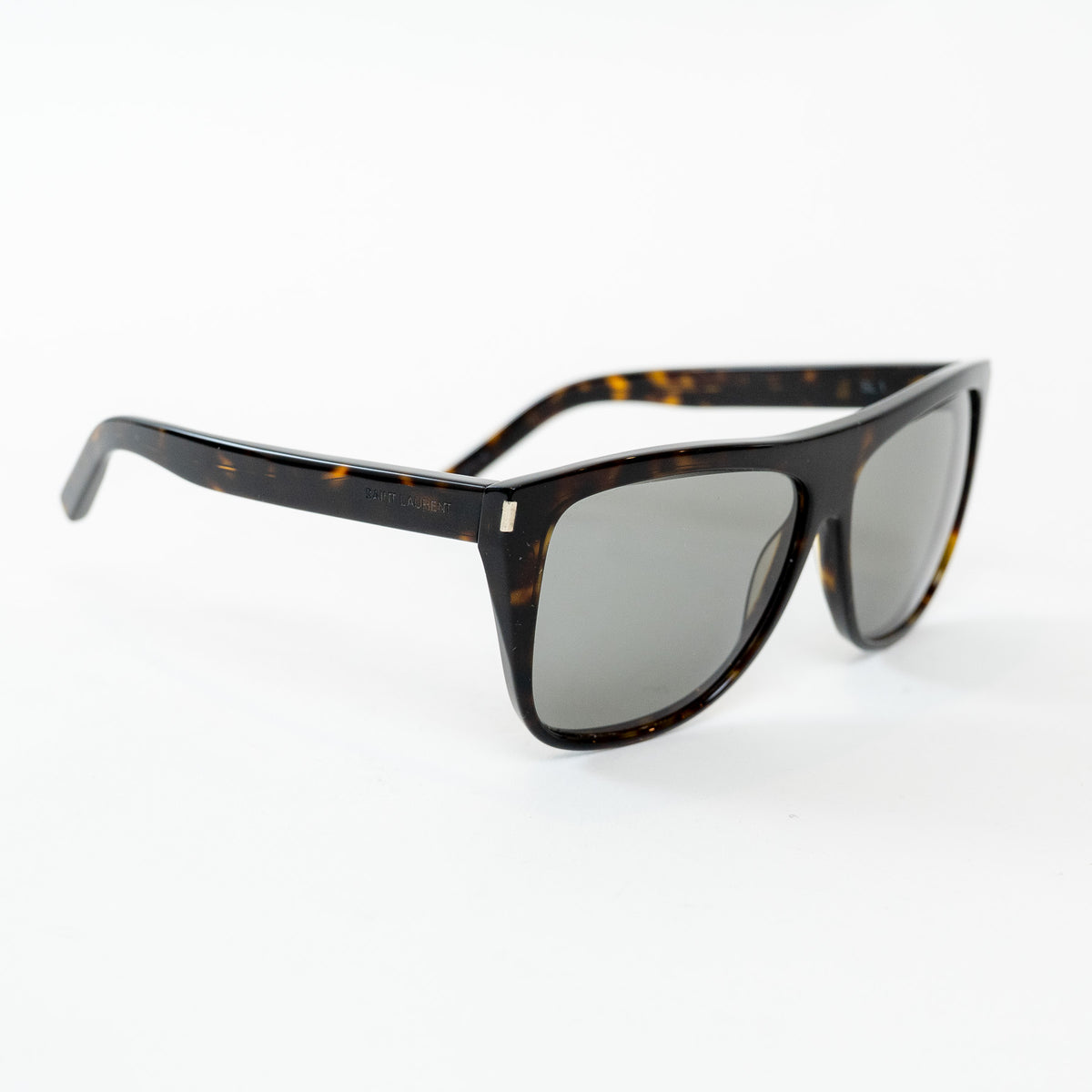 Saint Laurent Dark Tortoise Shell Rectangle Frame Glasses