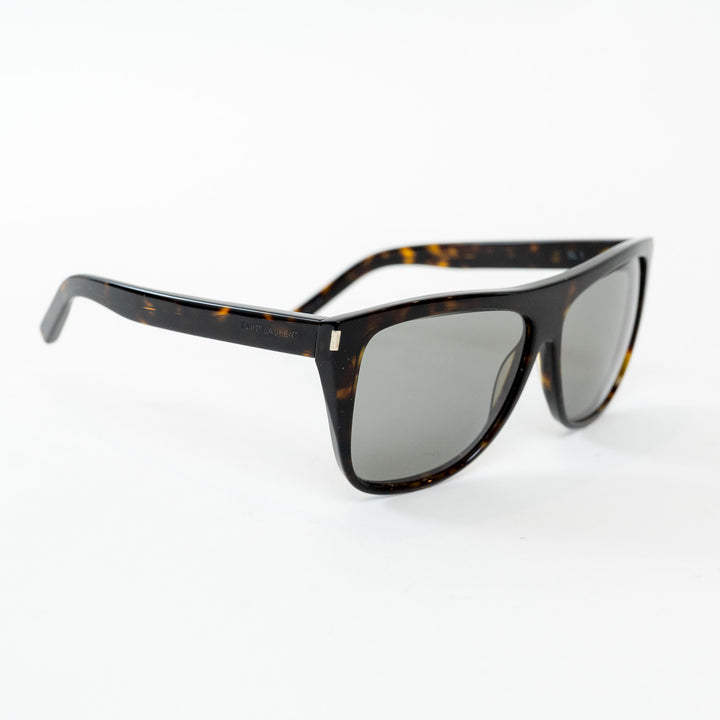 Saint Laurent Dark Tortoise Shell Rectangle Frame Glasses