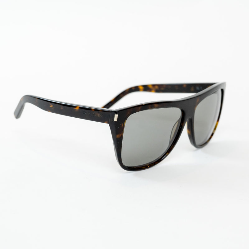 Saint Laurent Dark Tortoise Shell Rectangle Frame Glasses