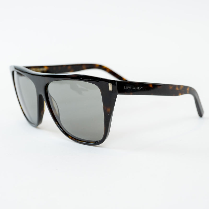 Saint Laurent Dark Tortoise Shell Rectangle Frame Glasses