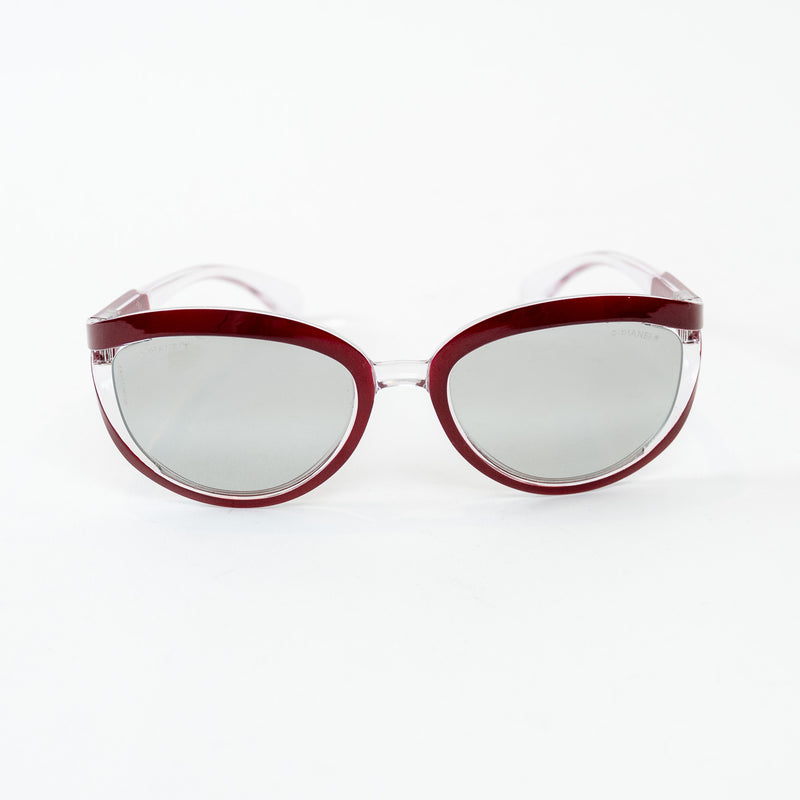 Pre-Loved Chanel™ Clear Cateye Sunglasses with Red Accents
