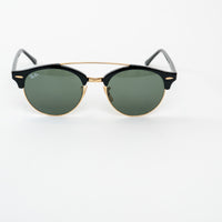 Ray Ban Black Frame Gold Accent Double Bridge Clubround Sunglasses