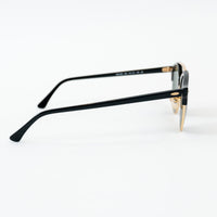 Ray Ban Black Frame Gold Accent Double Bridge Clubround Sunglasses