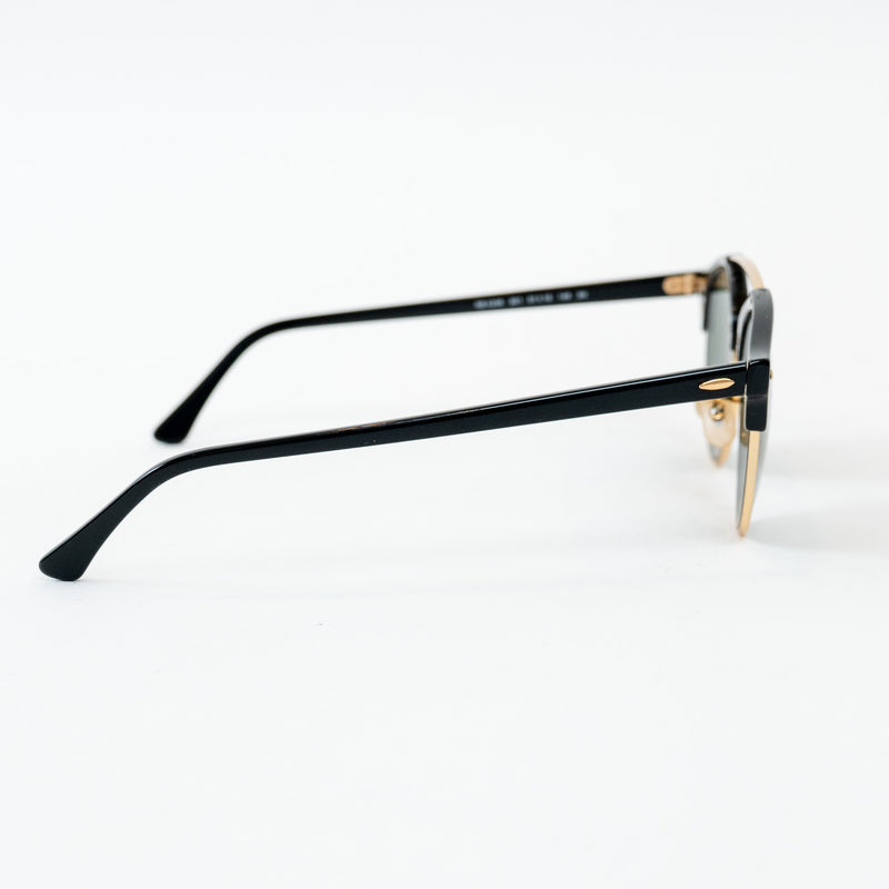 Ray Ban Black Frame Gold Accent Double Bridge Clubround Sunglasses