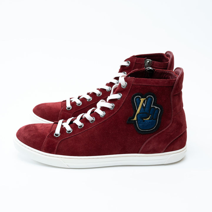 Mens Louis Vuitton Burgundy High Top Sneakers Size 8.5