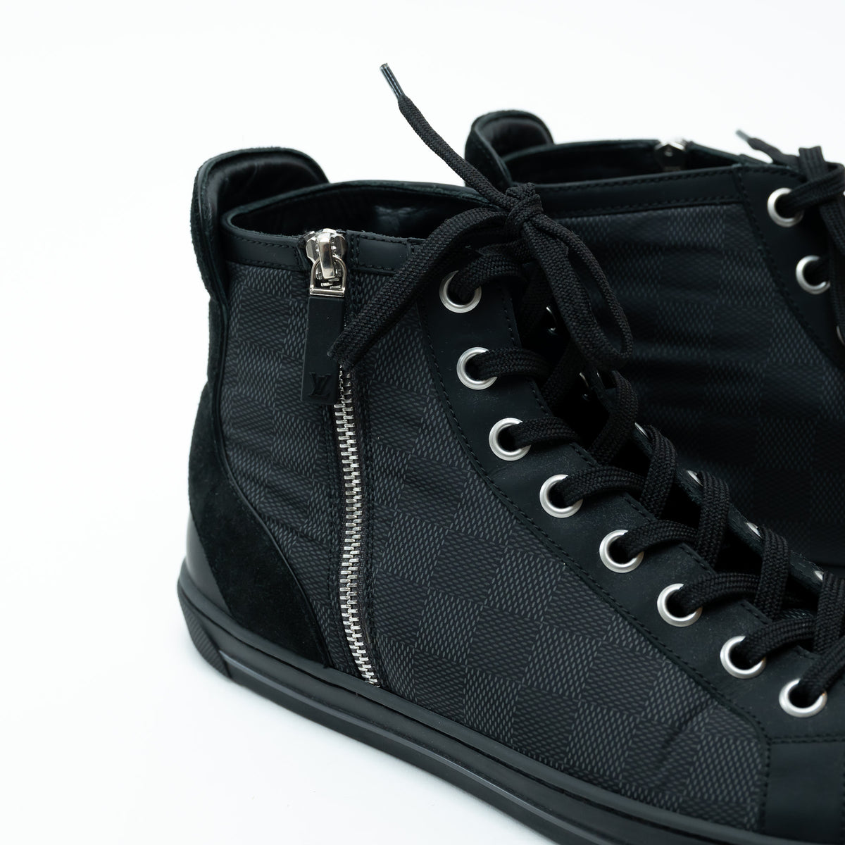 Louis Vuitton Damier Graphite Nylon High-Top Sneakers Size 8.5