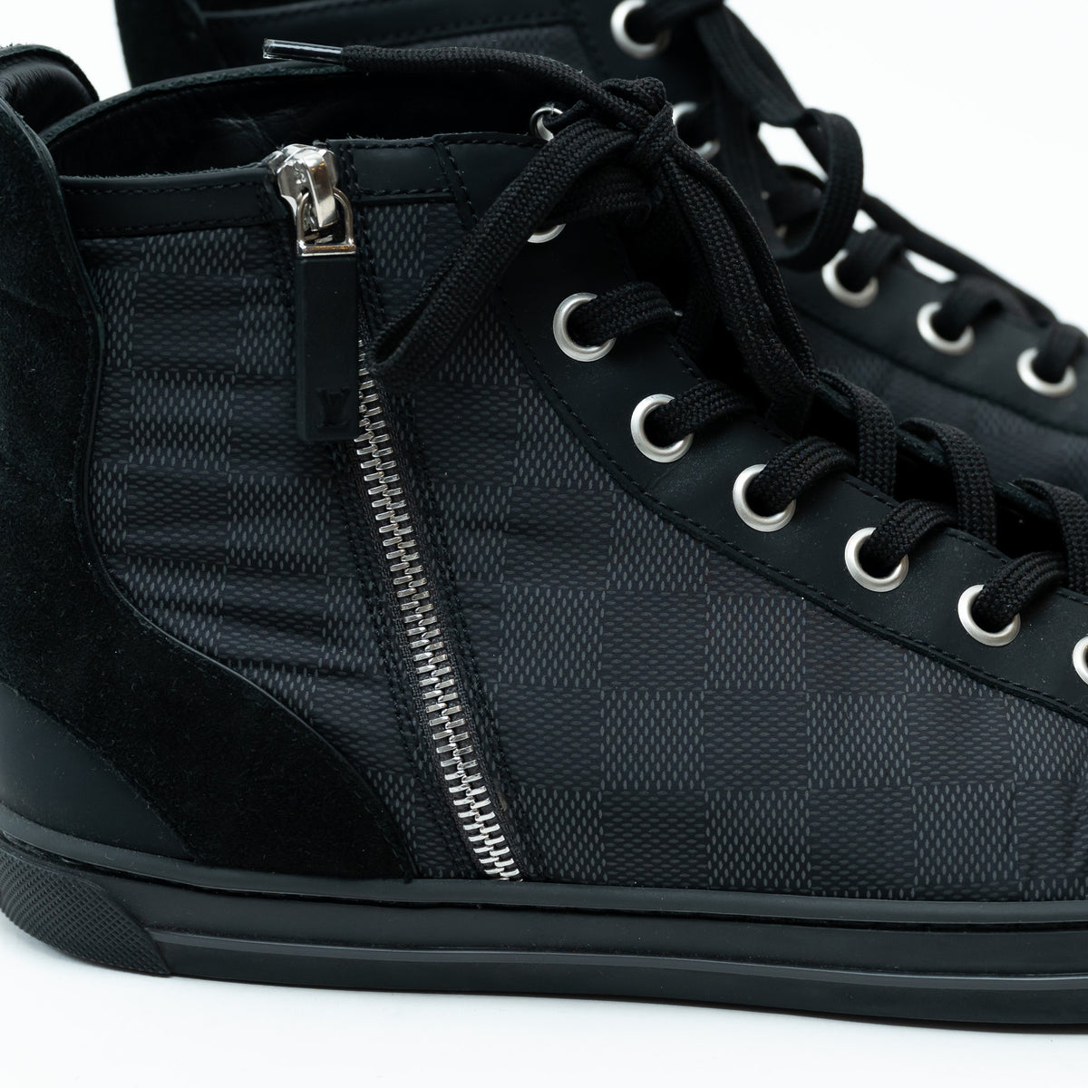 Louis Vuitton Damier Graphite Nylon High-Top Sneakers Size 8.5