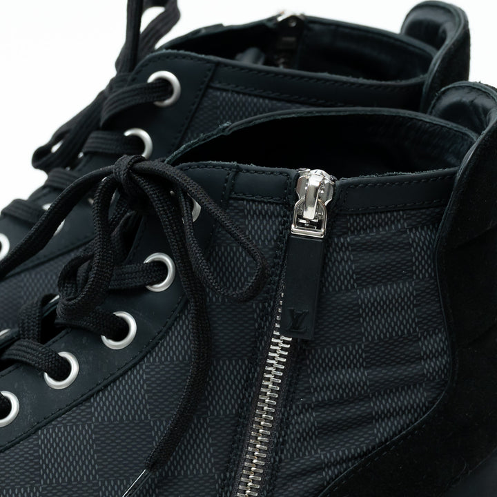 Mens Louis Vuitton Damier Graphite Nylon High-Top Sneakers Size 8.5