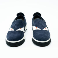 Fendi Navy Suede Monster Slip on Shoes Size 8