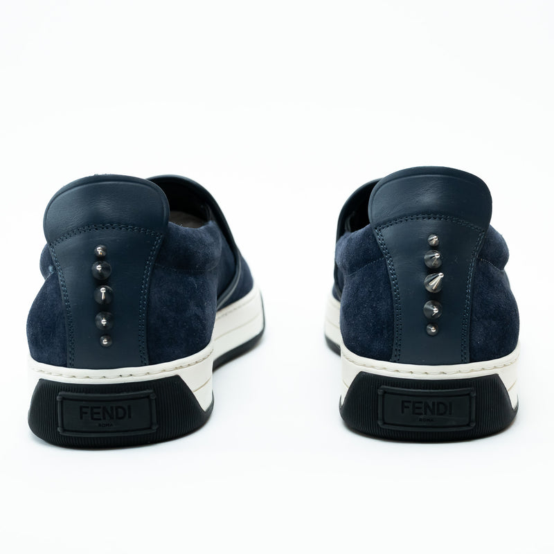 Fendi Navy Suede Monster Slip on Shoes Size 8