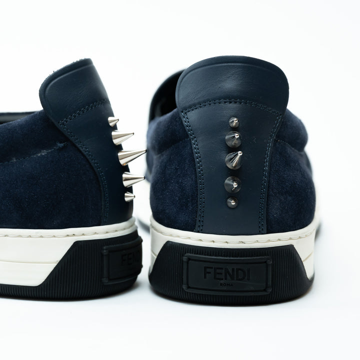 Mens Fendi Navy Suede Monster Slip on Shoes Size 8