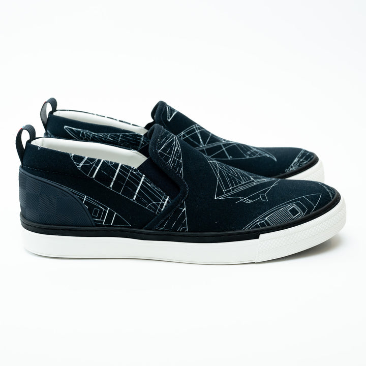 Mens Louis Vuitton Navy Canvas Slip-on Shoes Size 8.5