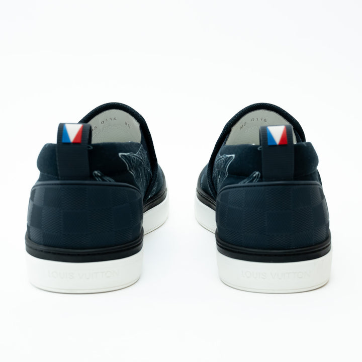 Mens Louis Vuitton Navy Canvas Slip-on Shoes Size 8.5