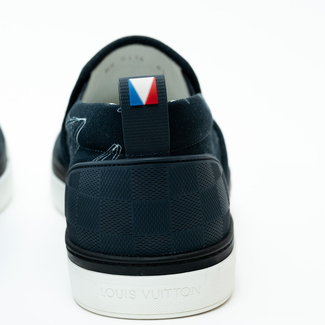 Mens Louis Vuitton Navy Canvas Slip-on Shoes Size 8.5