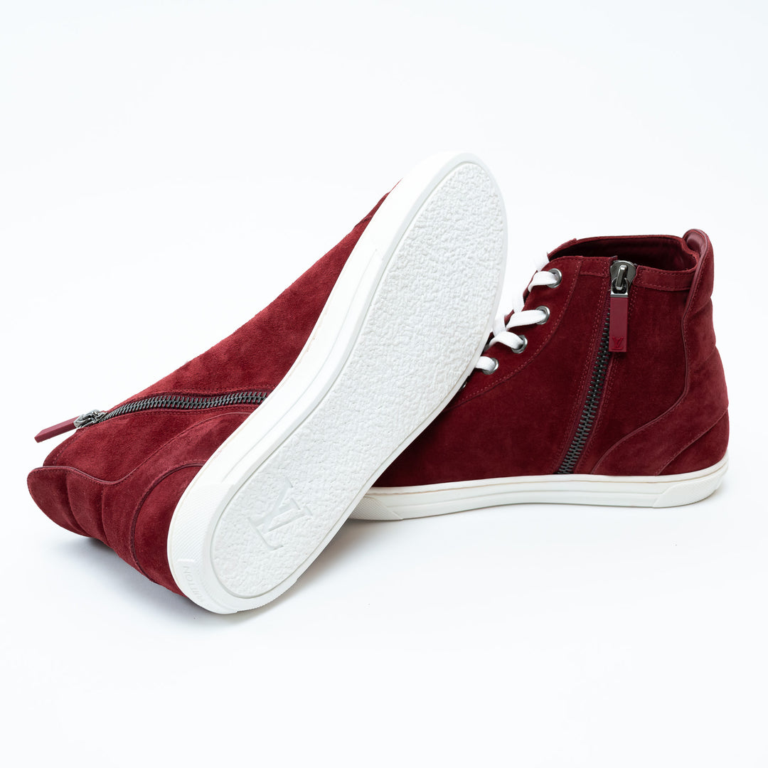 Mens Louis Vuitton Burgundy High Top Sneakers Size 8.5