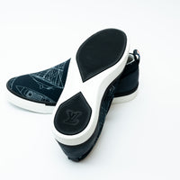 Louis Vuitton Navy Canvas Slip-on Shoes Size 8.5