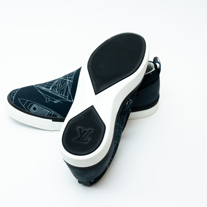 Mens Louis Vuitton Navy Canvas Slip-on Shoes Size 8.5