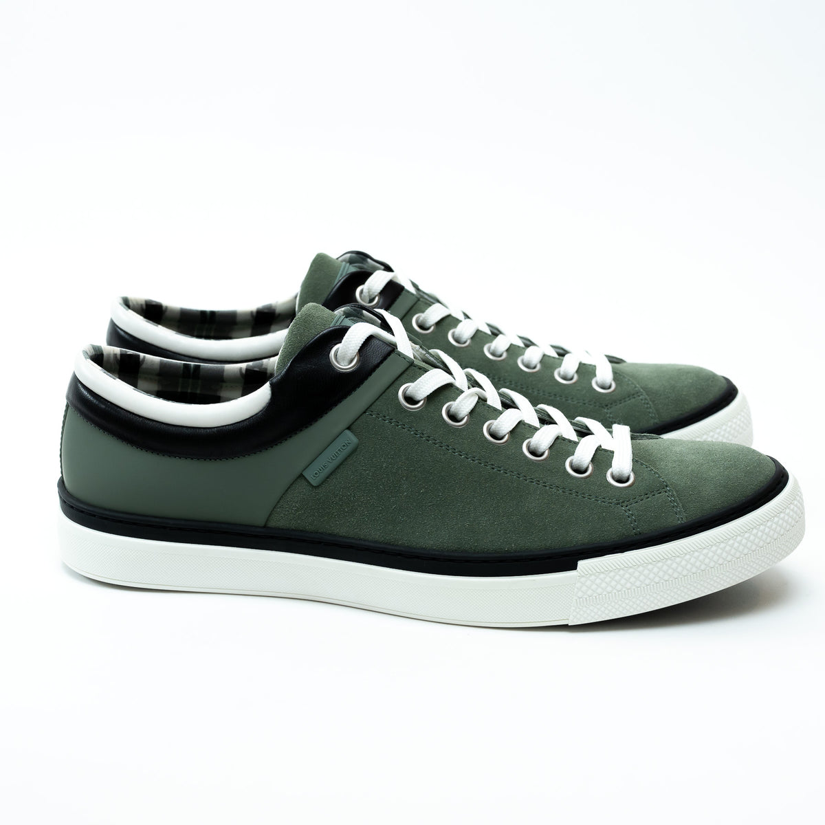 Louis Vuitton Sage Green Suede/Leather Low Top Sneakers Size 8.5