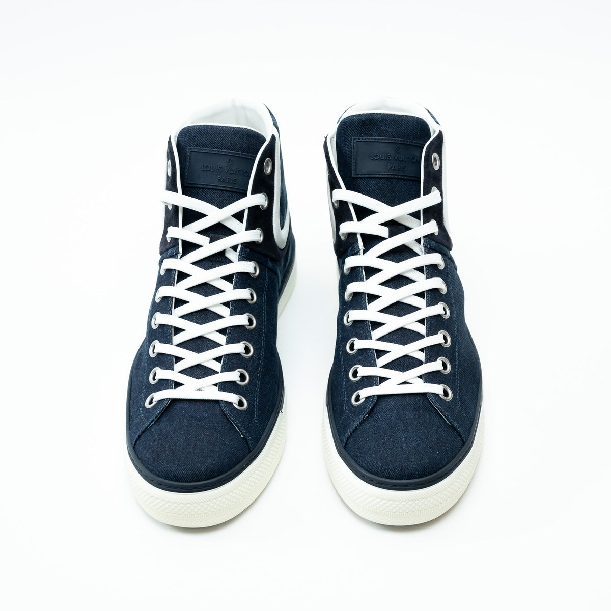 Louis Vuitton Dark Denim High Top Sneakers Size 8.5