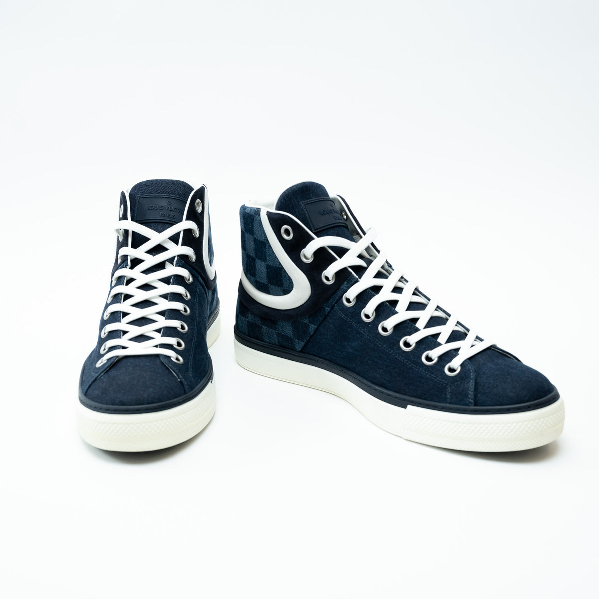 Louis Vuitton Dark Denim High Top Sneakers Size 8.5