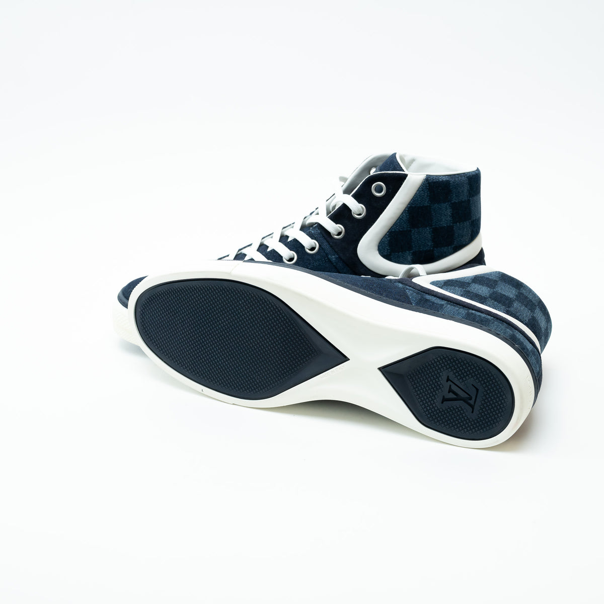 Louis Vuitton Dark Denim High Top Sneakers Size 8.5