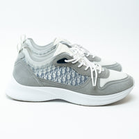 Dior White and Grey Low Top Sneakers with Oblique Detail Size 43