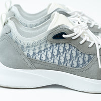 Dior White and Grey Low Top Sneakers with Oblique Detail Size 43