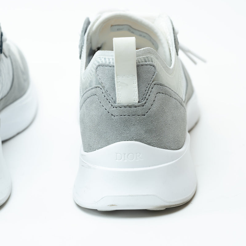 Dior White and Grey Low Top Sneakers with Oblique Detail Size 43