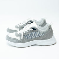 Dior White and Grey Low Top Sneakers with Oblique Detail Size 43