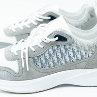 Dior White and Grey Low Top Sneakers with Oblique Detail Size 43