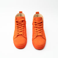 Louboutin Neon Orange Suede High Top Sneakers Size 42