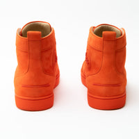 Louboutin Neon Orange Suede High Top Sneakers Size 42