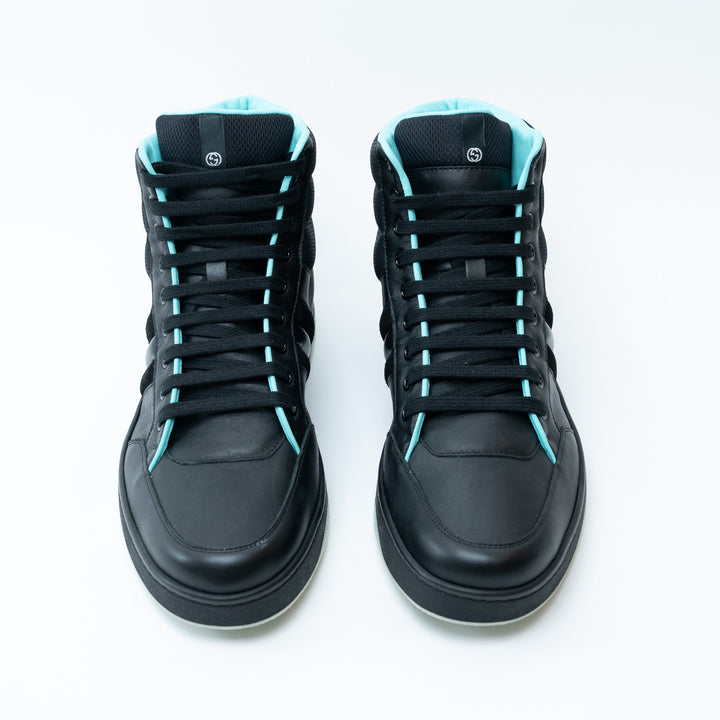Mens Gucci Black Leather High Top Sneakers Size 8.5e