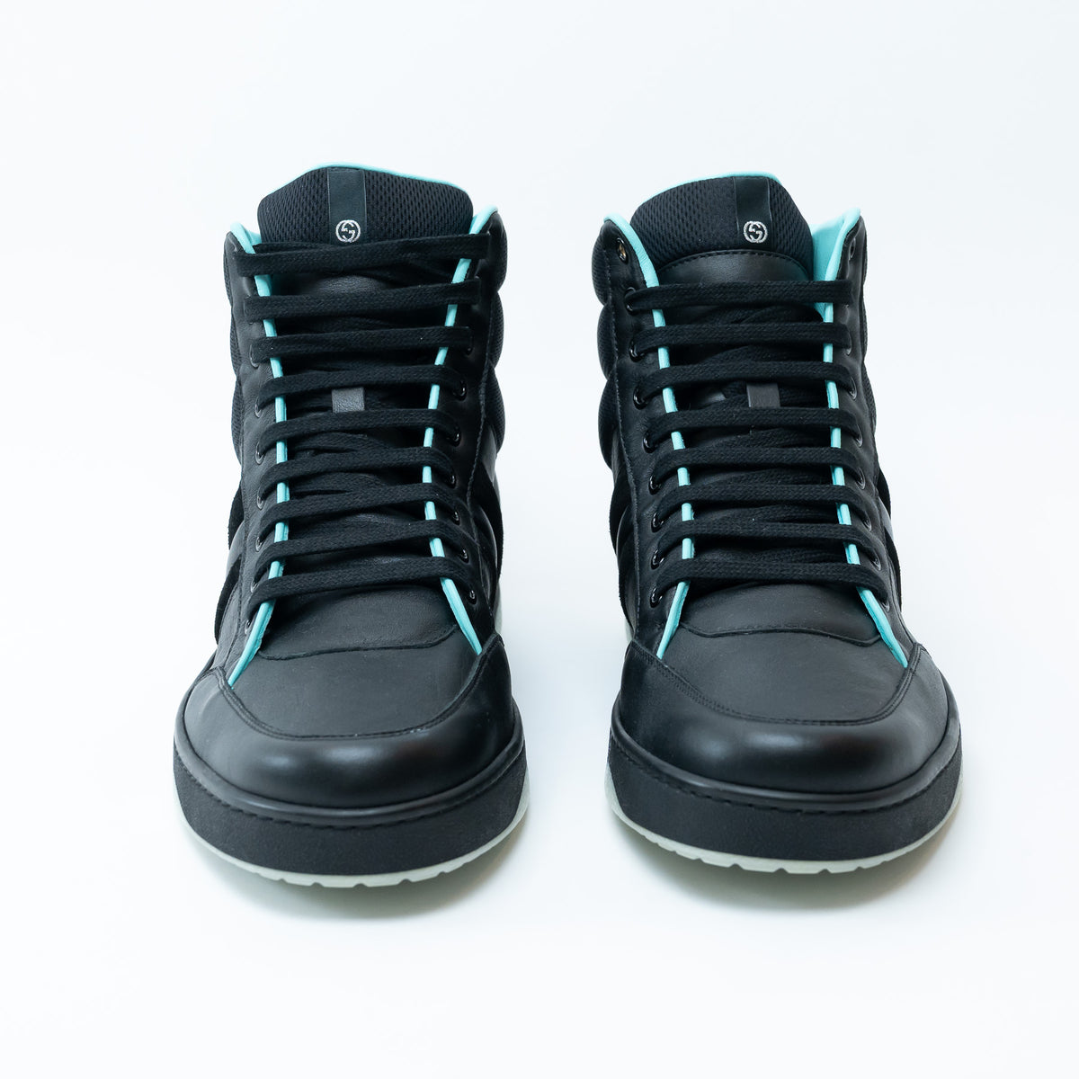 Gucci Black Leather High Top Sneakers Size 8.5