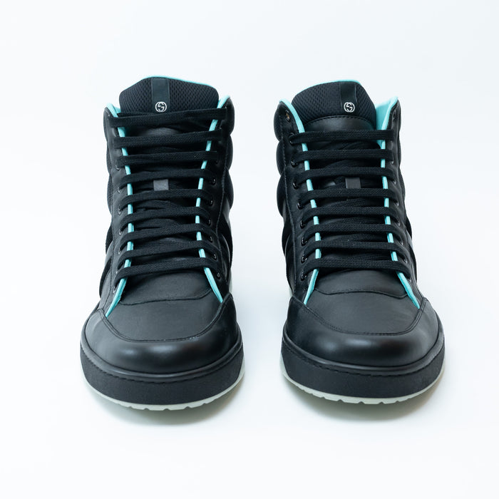 Gucci Black Leather High Top Sneakers Size 8.5