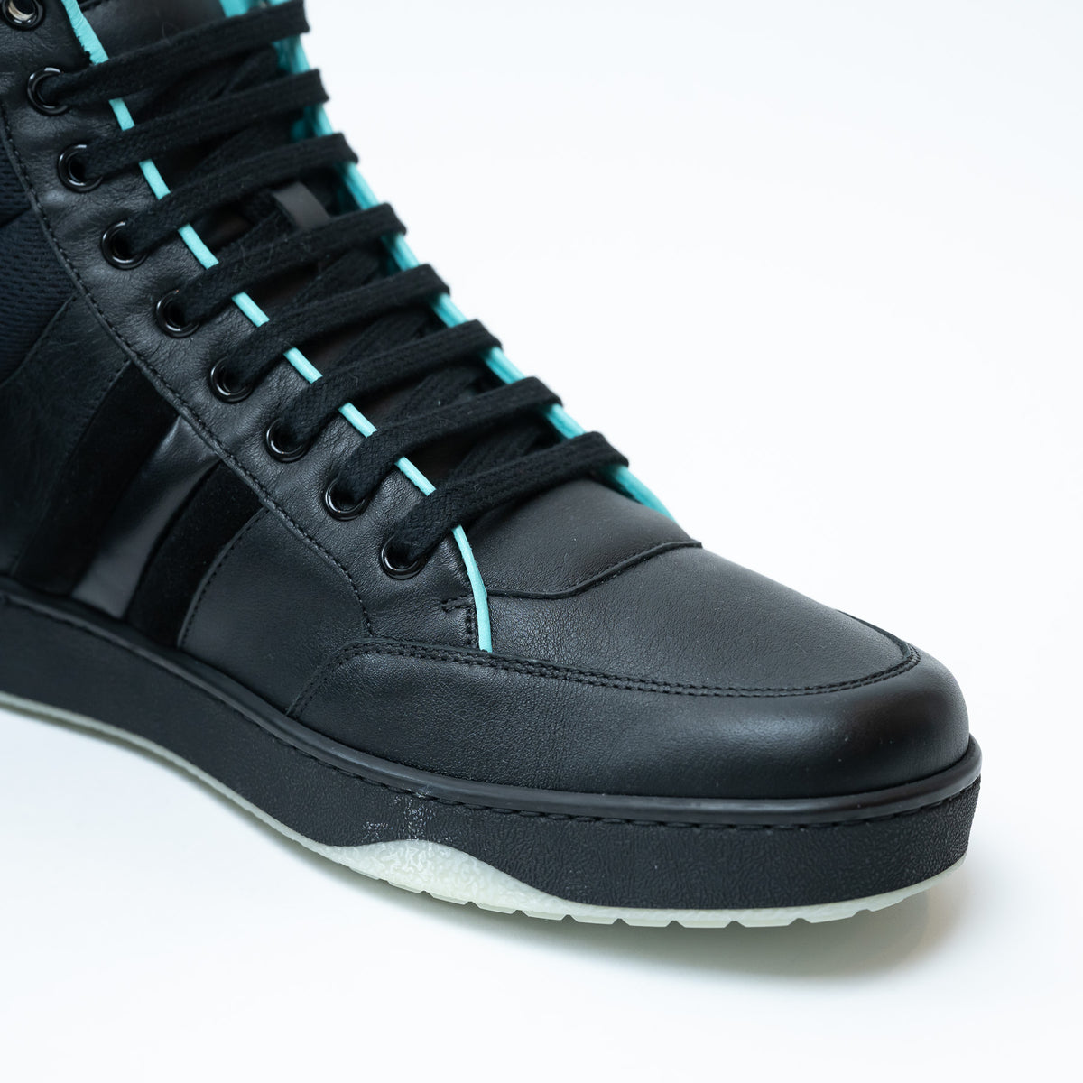 Gucci Black Leather High Top Sneakers Size 8.5