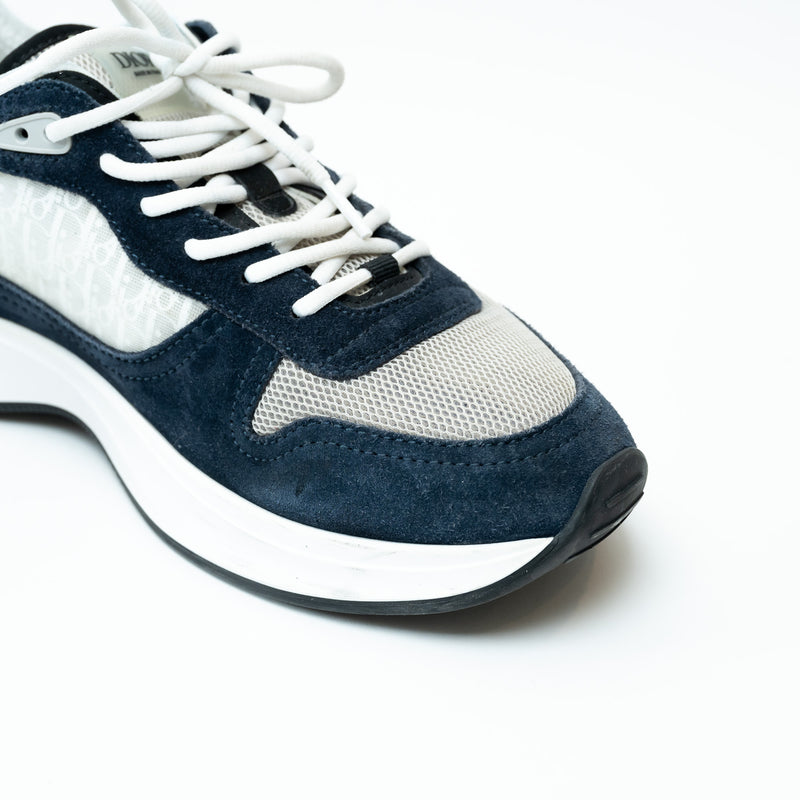 Dior Grey/Navy Low Top Sneakers with Oblique Detail Size 43