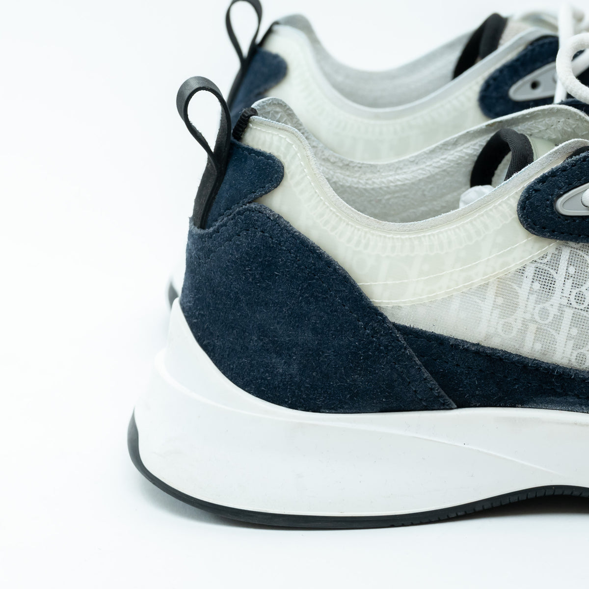 Dior Grey/Navy Low Top Sneakers with Oblique Detail Size 43