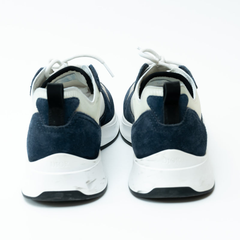Dior Grey/Navy Low Top Sneakers with Oblique Detail Size 43