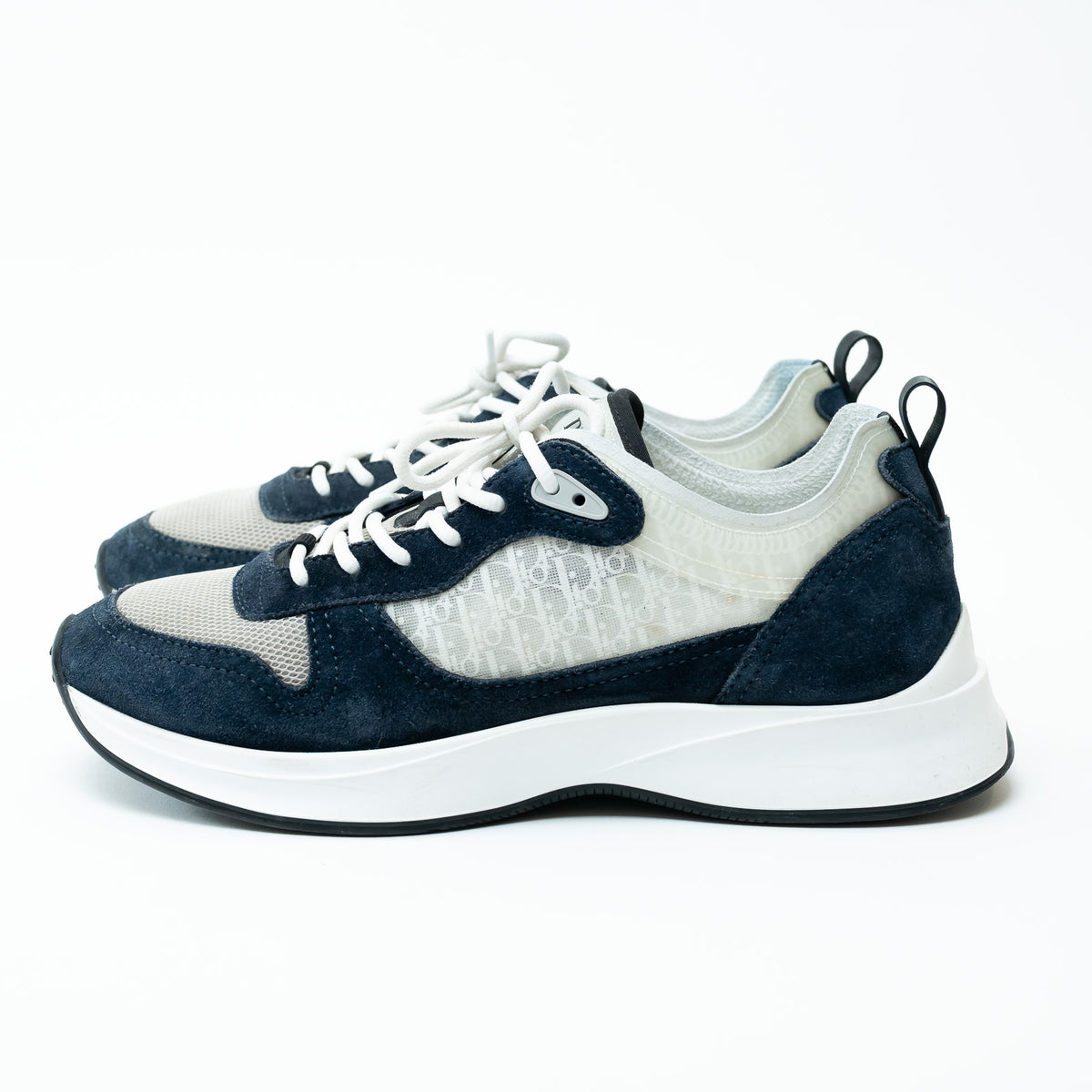Dior Grey/Navy Low Top Sneakers with Oblique Detail Size 43