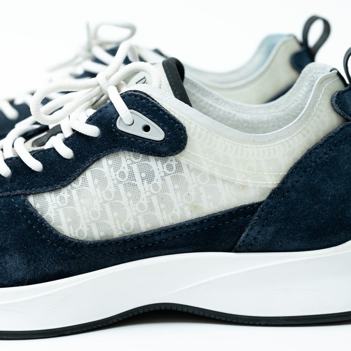 Dior Grey/Navy Low Top Sneakers with Oblique Detail Size 43